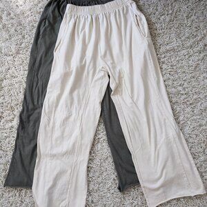 WOL HIDE – EASY PANT IN NATURAL & FIR - Medium - Excellent Used Condition